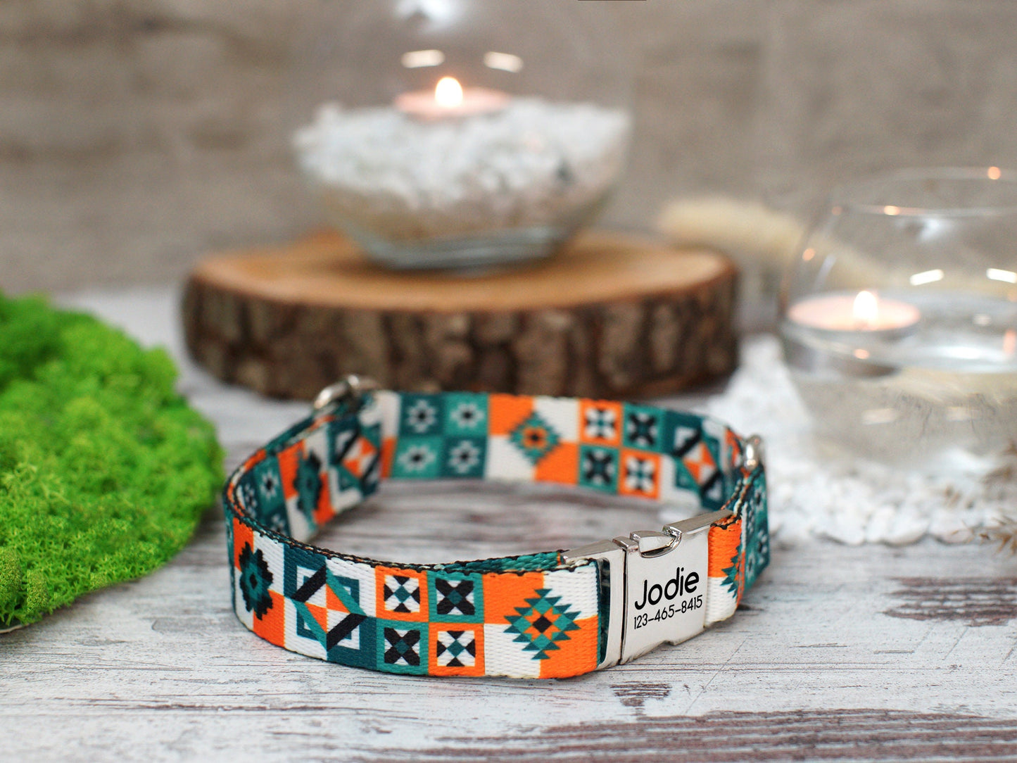 Engraved Dog Collar with Buckle, Custom Dog Collars, Tribal Aztec Pattern Dog Collar, Personalized Pet Collars for Small Large Dogs