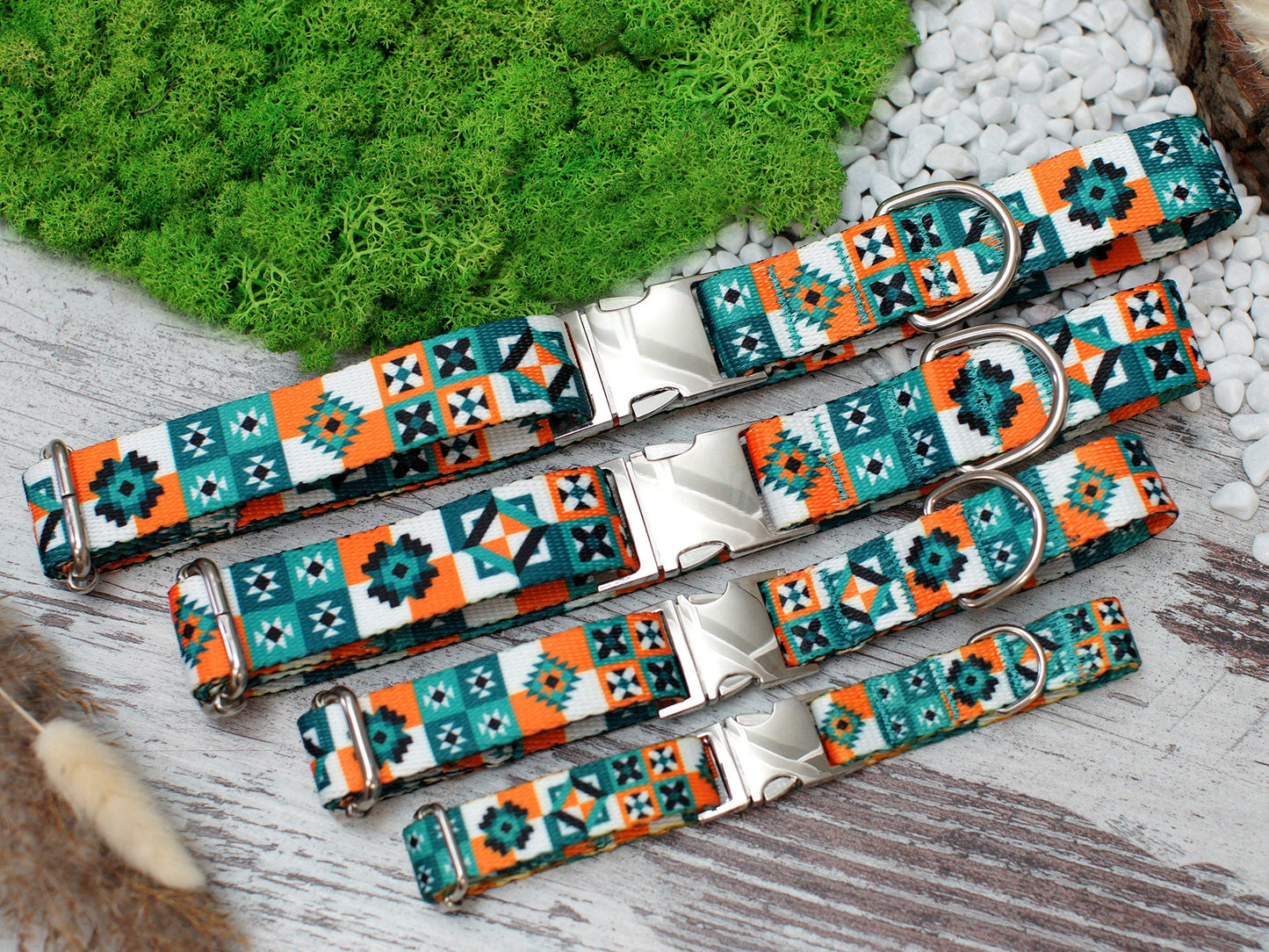 Engraved Dog Collar with Buckle, Custom Dog Collars, Tribal Aztec Pattern Dog Collar, Personalized Pet Collars for Small Large Dogs