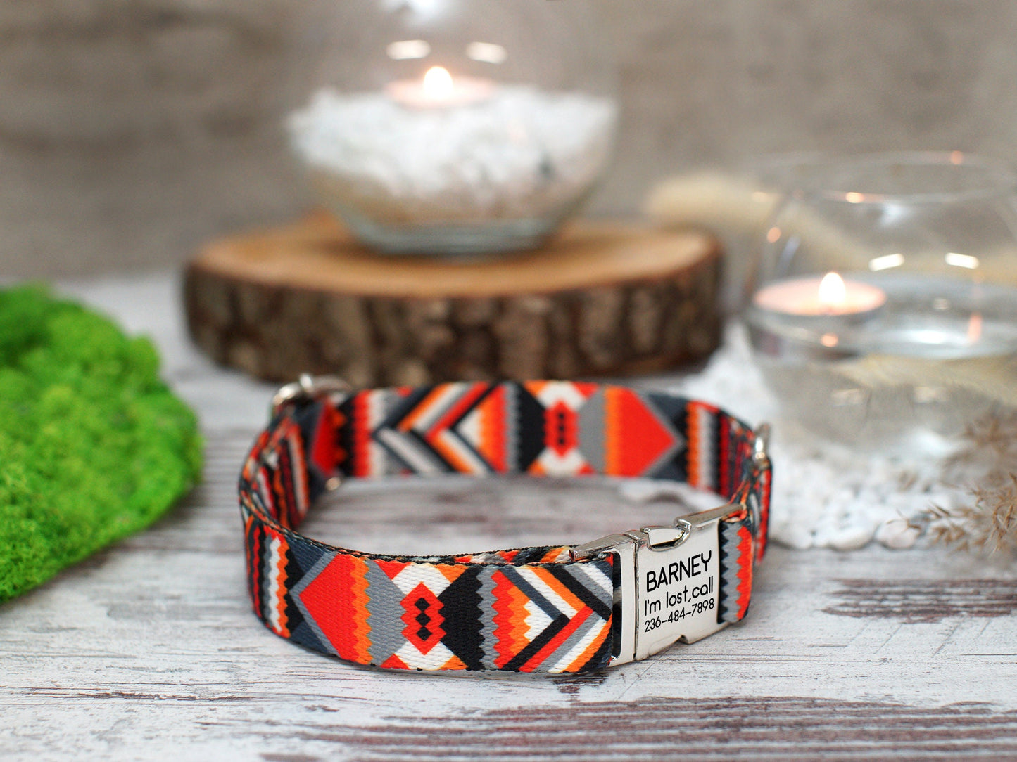 Engraved Dog Collar with Buckle, Custom Dog Collars, Tribal Aztec Pattern Dog Collar, Personalized Pet Collars for Small Large Dogs