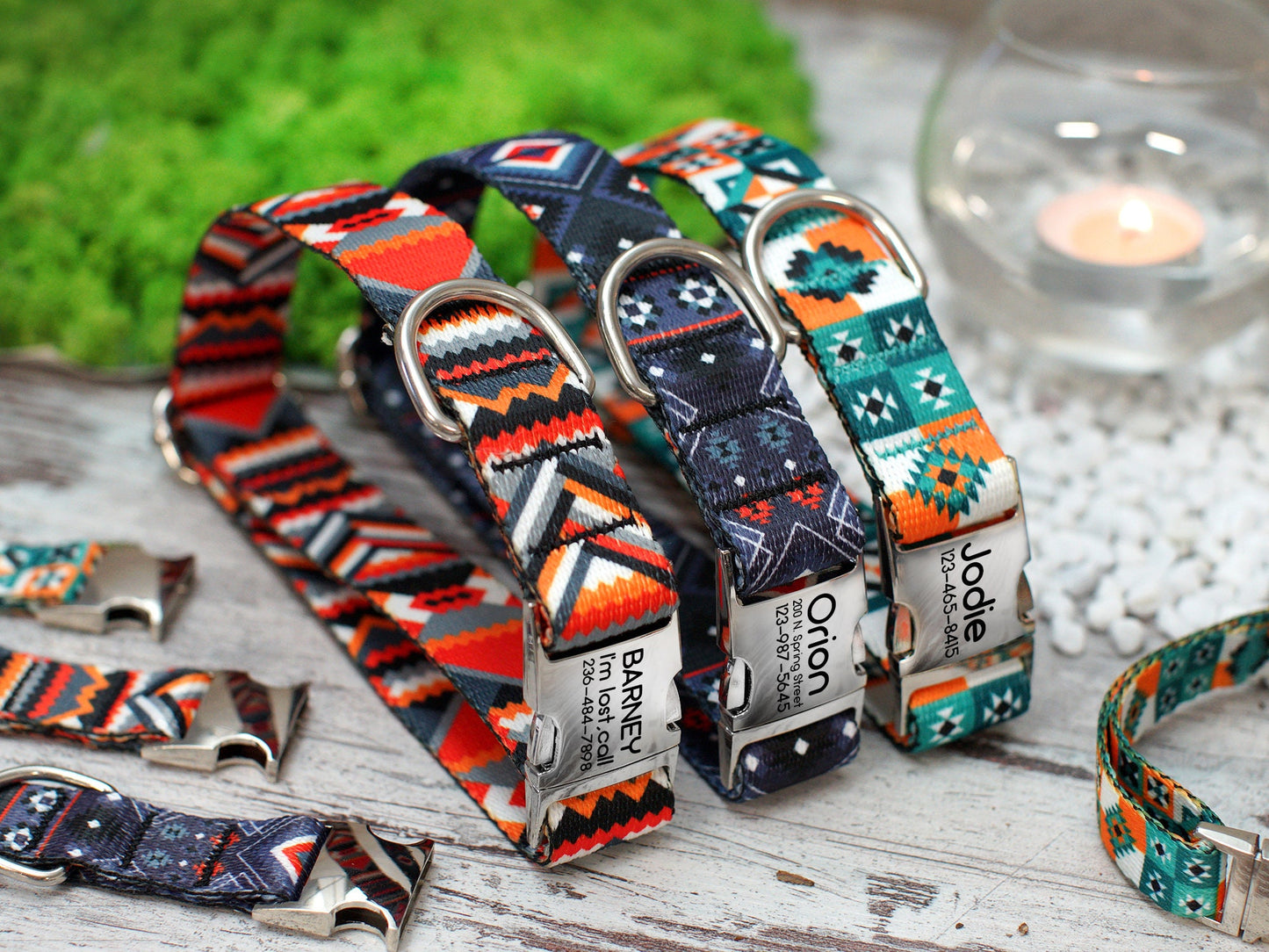 Engraved Dog Collar with Buckle, Custom Dog Collars, Tribal Aztec Pattern Dog Collar, Personalized Pet Collars for Small Large Dogs