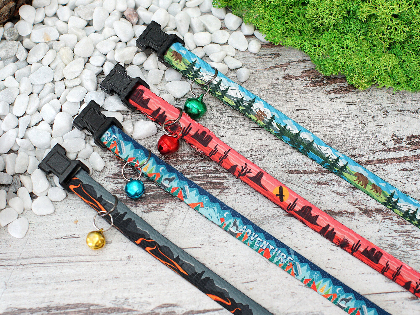 Personalized Cat Collar, Pattern Cat Collar with Bell, Breakaway Cat Collar with ID Name Tag, Girl Cat Collar Boy, Custom Pet Collar Kitten