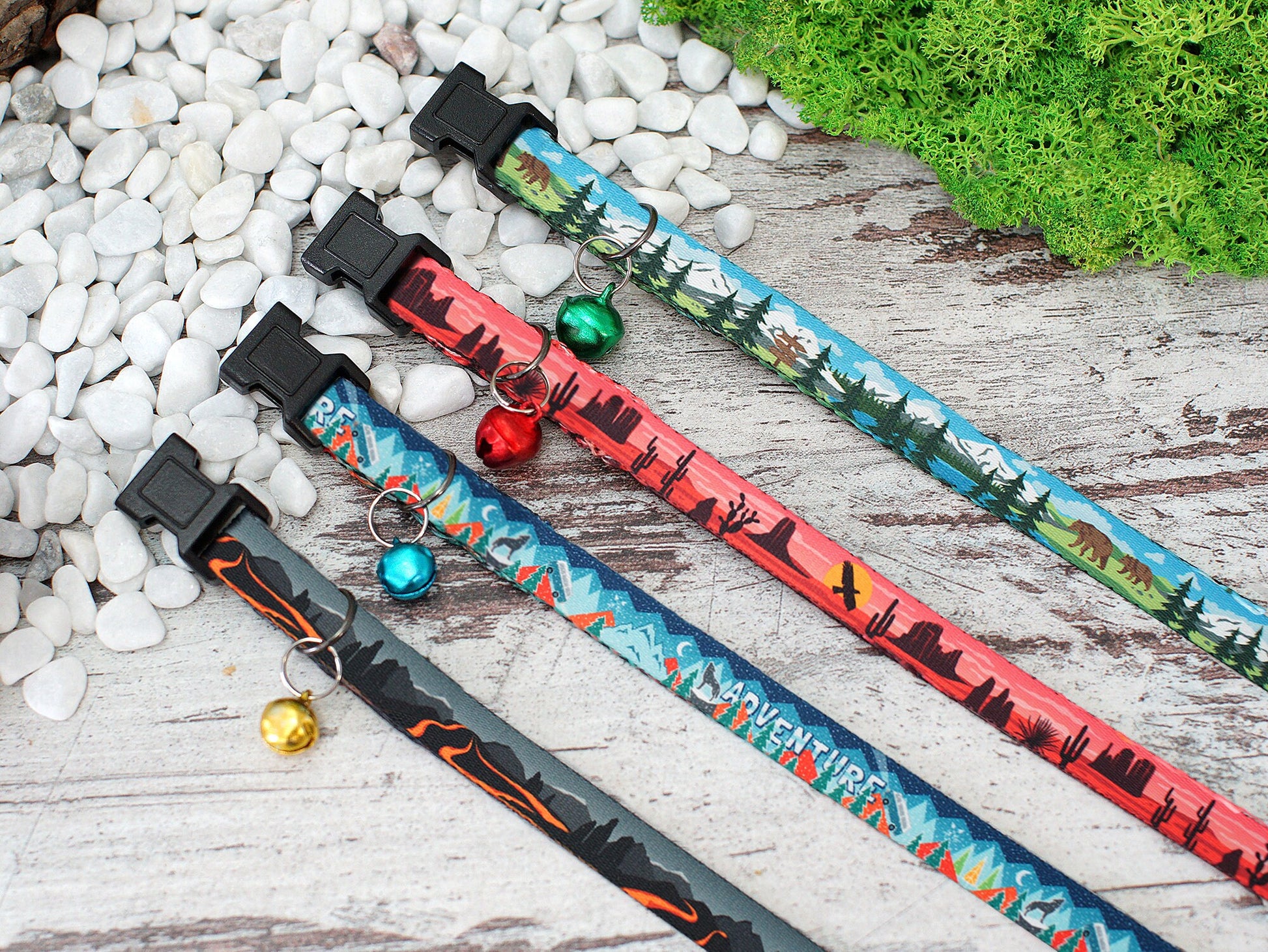 Personalized Cat Collar, Pattern Cat Collar with Bell, Breakaway Cat Collar with ID Name Tag, Girl Cat Collar Boy, Custom Pet Collar Kitten