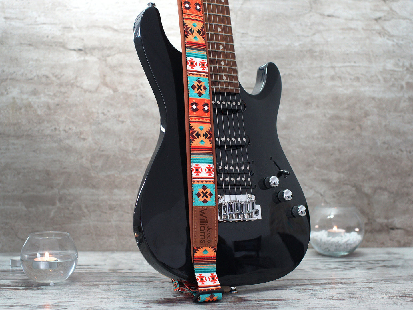 Custom Guitar Strap Leather, Personalized Guitar Strap Acoustic, Pattern Straps for Bass Guitar Players, Guitar Gifts, Gifts for Him