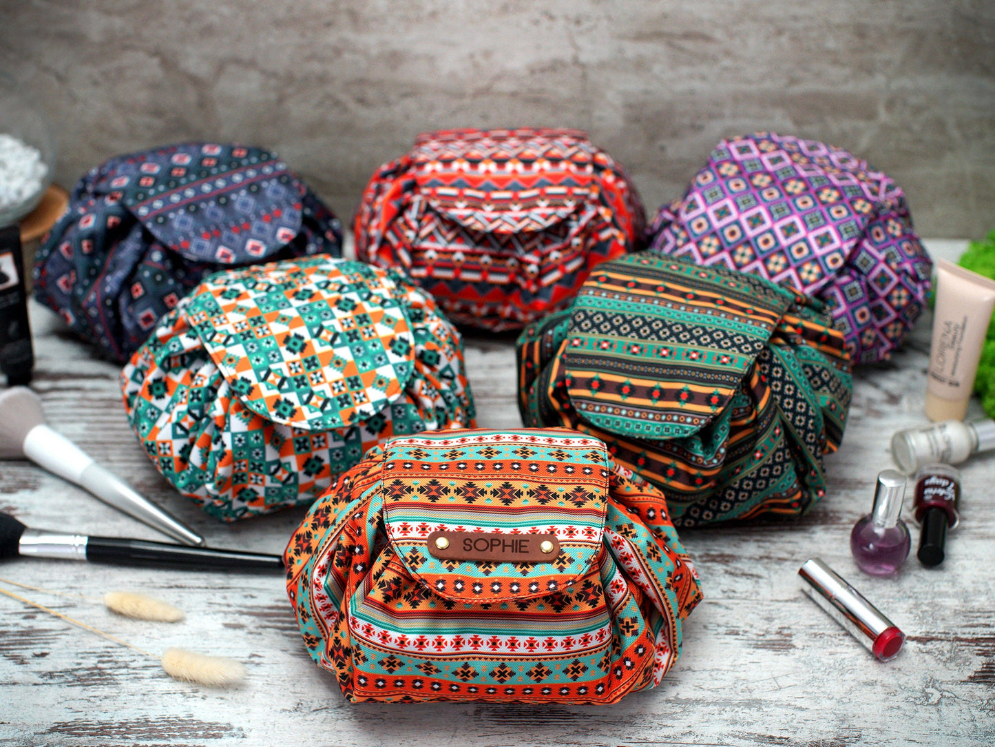 Tribal Cosmetic Bag, Personalized Makeup Bag, Travel Portable Cosmetic Bag, Personalized Gifts for Women, Cosmetic Organizer for Women