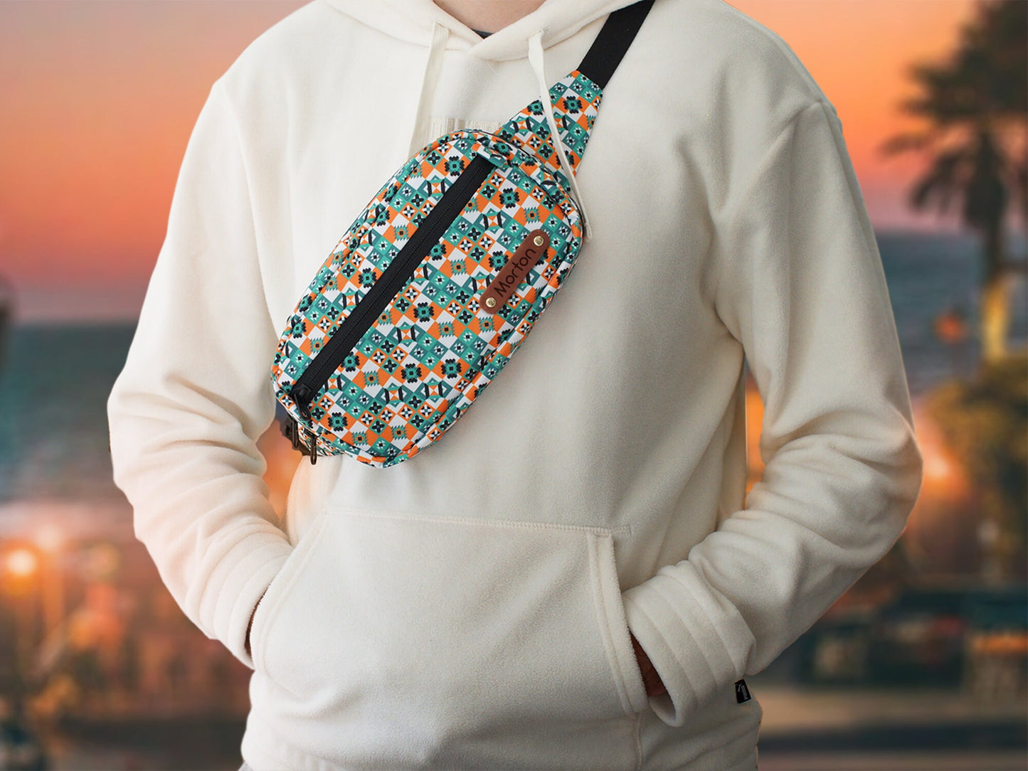 Tribal Crossbody Bag, Christmas Gifts for Him, Travel Fanny Pack for Men, Aztec Hip Bag, Print Design Bam Bag, Personalized Gifts For Her