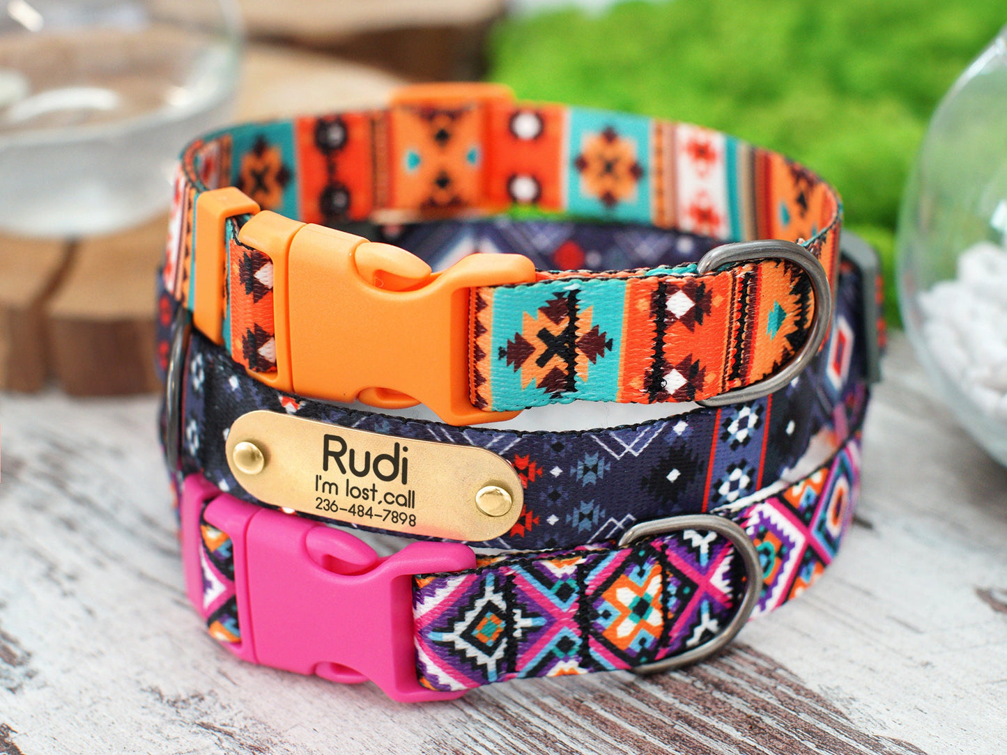 Pattern Dog Collar with Name, Personalized Dog Collar, Engraved Dog Collar, Dog Collar Small Medium Large, Girl Dog Collar Boy