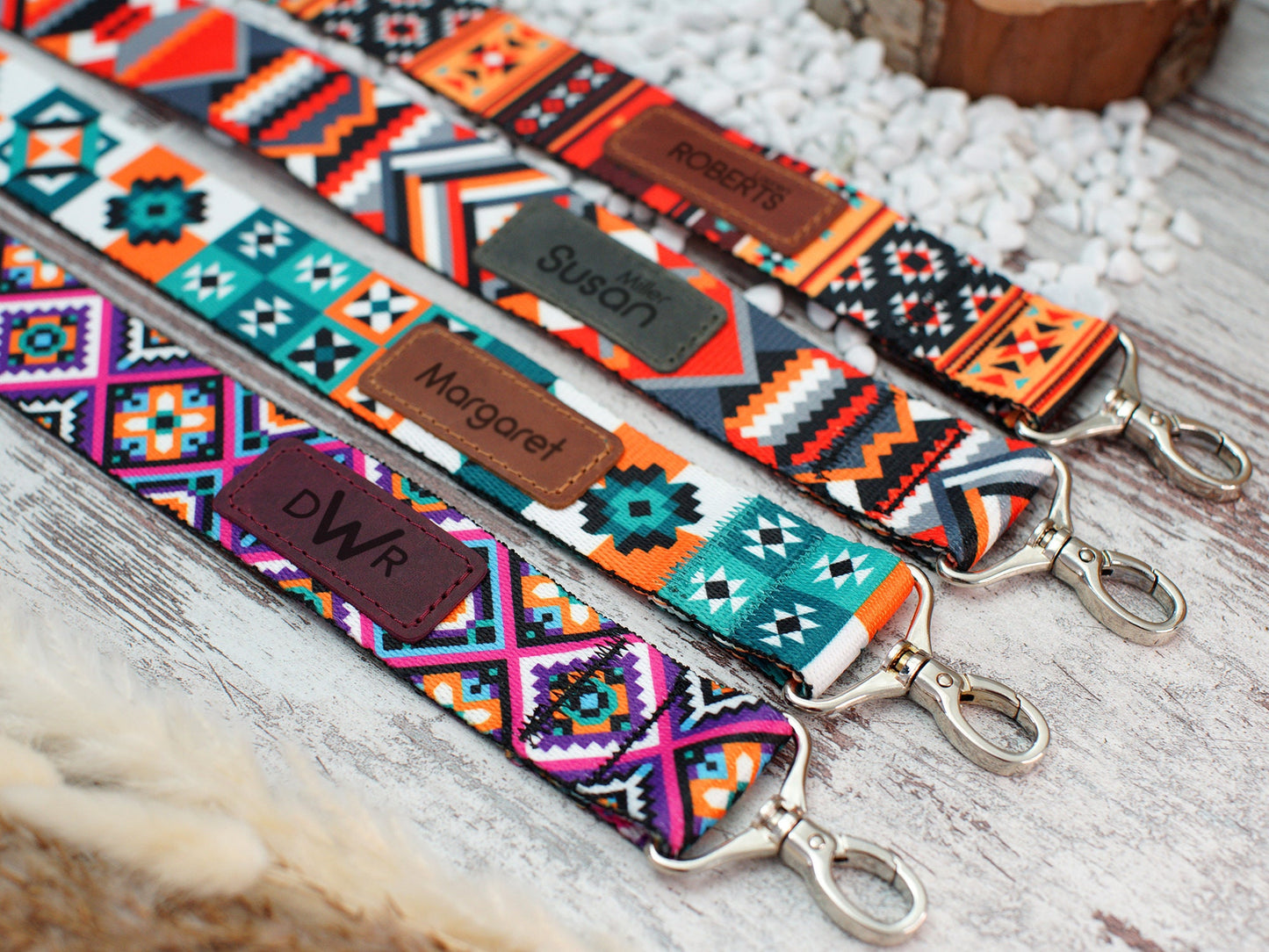 Personalized Bag Strap - 4 Different Pattern Available, Custom Shoulder Bag Strap, Engraved Crossbody Strap, Replacement Purse Strap Boho