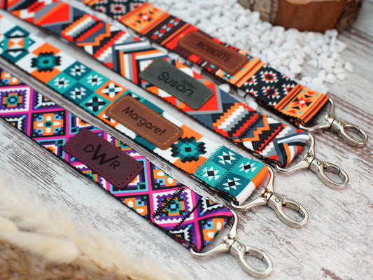 Personalized Bag Strap - 4 Different Pattern Available, Custom Shoulder Bag Strap, Engraved Crossbody Strap, Replacement Purse Strap Boho