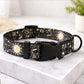 Personalized dog collar with colorful pattern – side view on marble surface