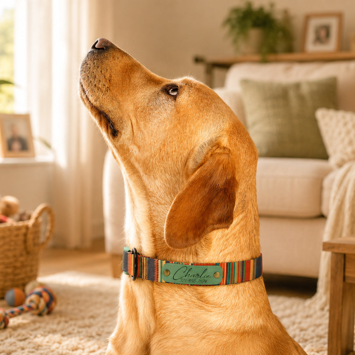Personalized Nature's Palette dog collar – engraving detail