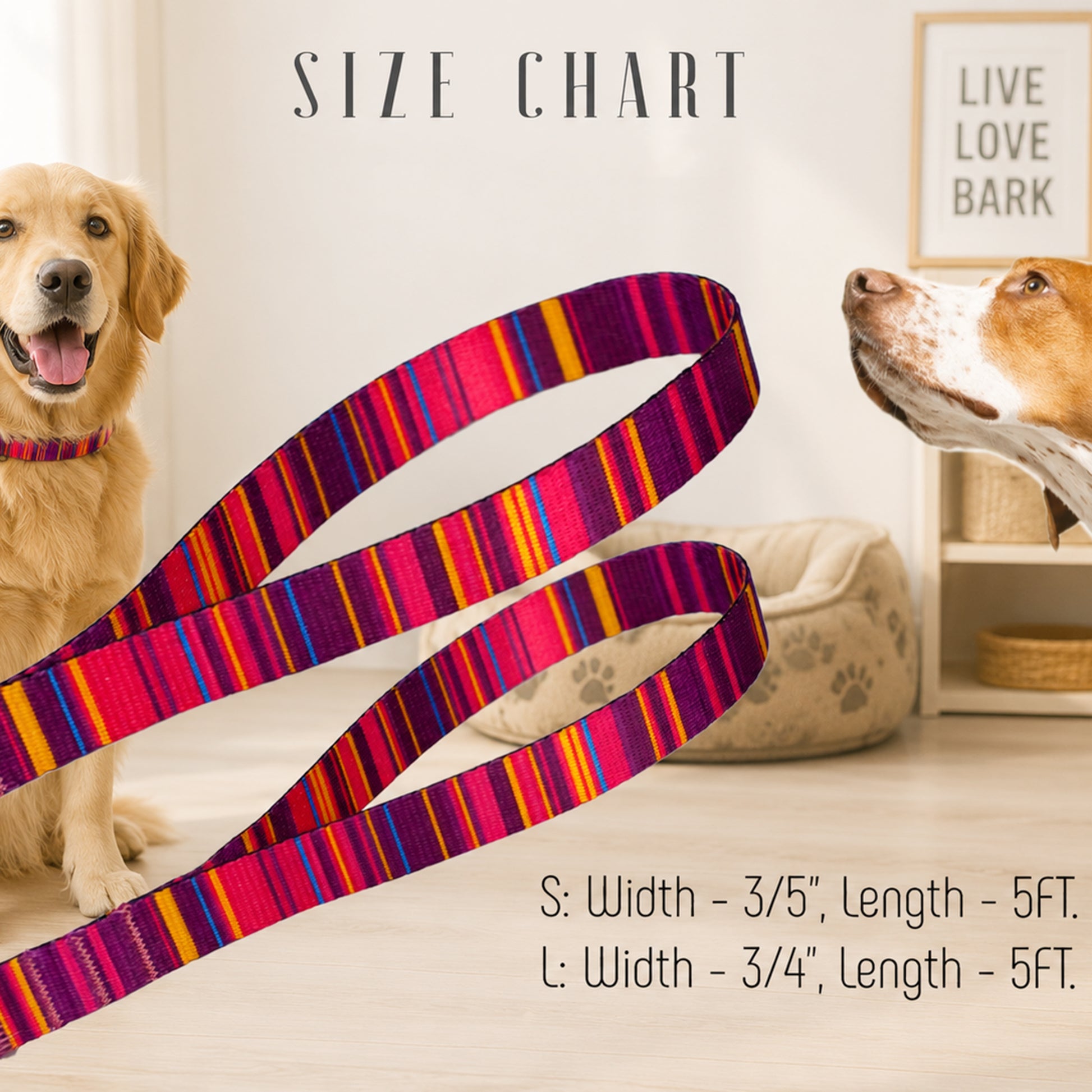 Nature's Palette dog leash – stitching and hardware detail