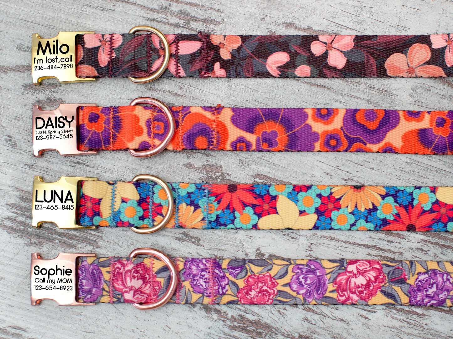 Floral Dog Collar with Metal Buckle