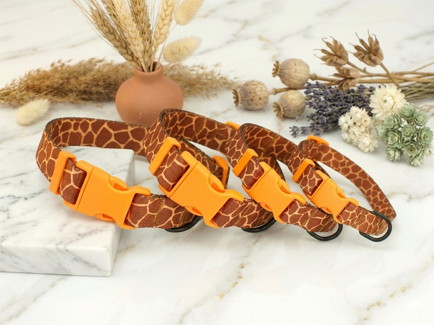 Animal Print Dog Collar with Personalized ID Name Plate