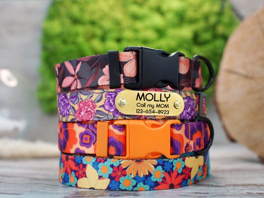 Flower Dog Collar with ID Tag