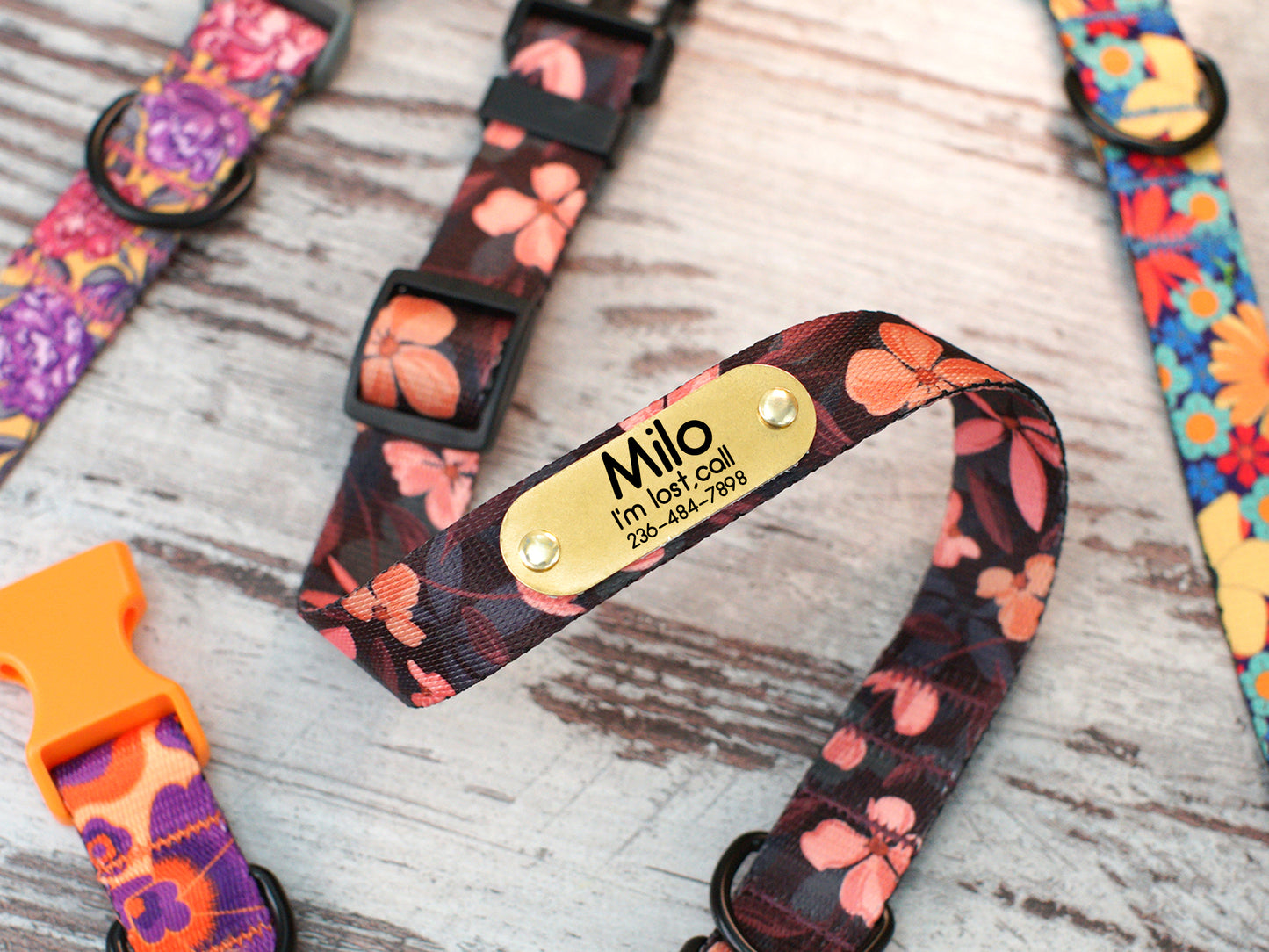 Flower Dog Collar with ID Tag