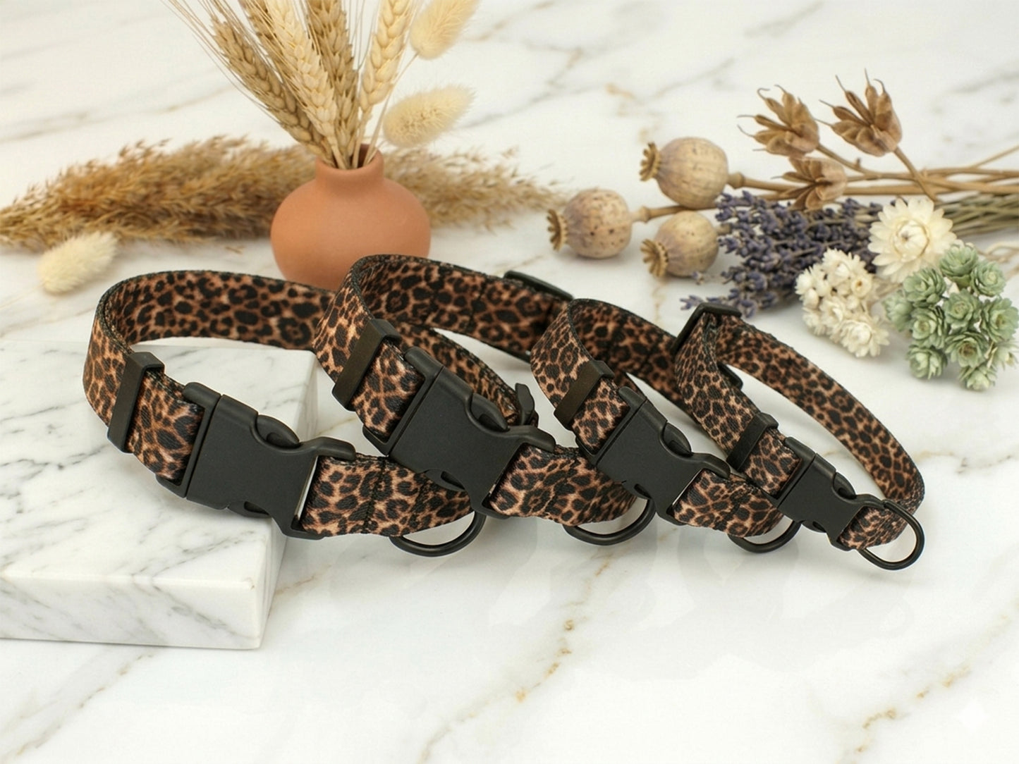 Animal Print Dog Collar with Personalized ID Name Plate