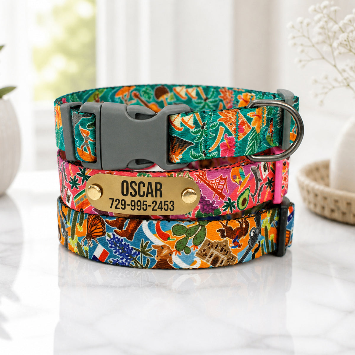 States Edition dog collar – engraved ID plate detail