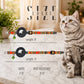 AirTag cat collar with artistic print – stitching and hardware detail