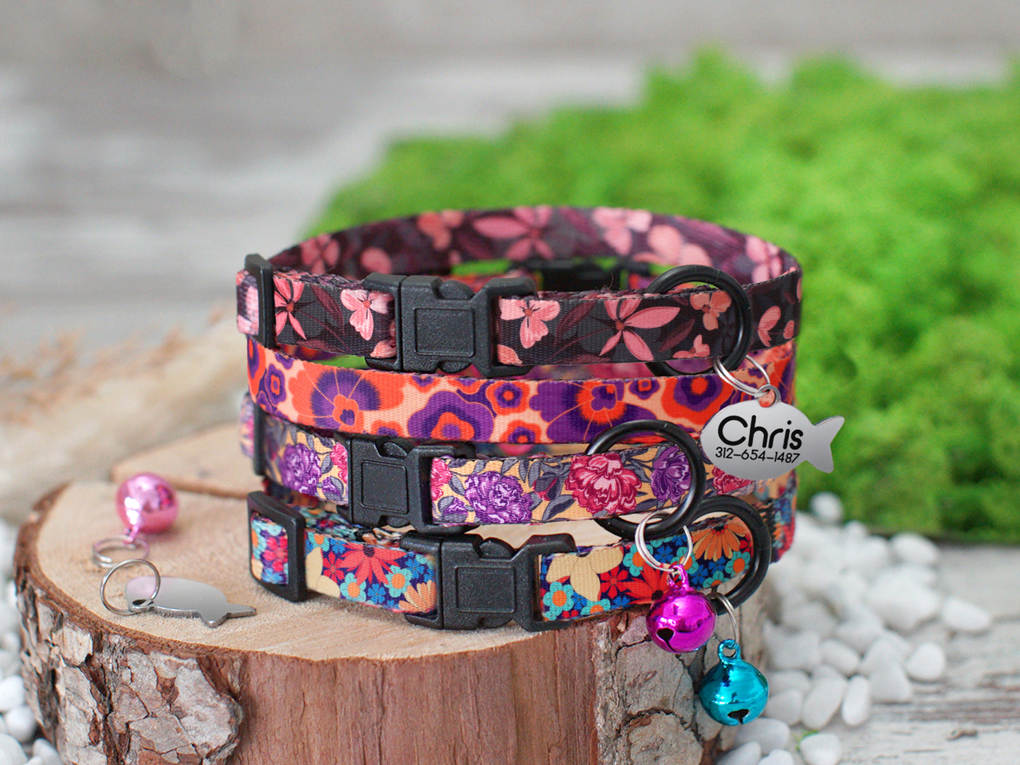 Floral Cat Collar Breakaway with Personalization