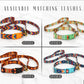 Four colorful dog leashes with matching collars on a white background