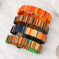 Nomad striped dog collar – custom engraved ID plate front view