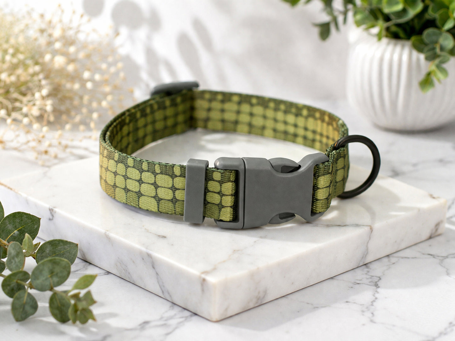 Animal Print Dog Collar with Personalized ID Name Plate