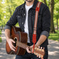 Personalized 'Vibrant Echo' Padded Guitar Strap – 7 Custom Artisan Patterns & Engraved Leather Ends