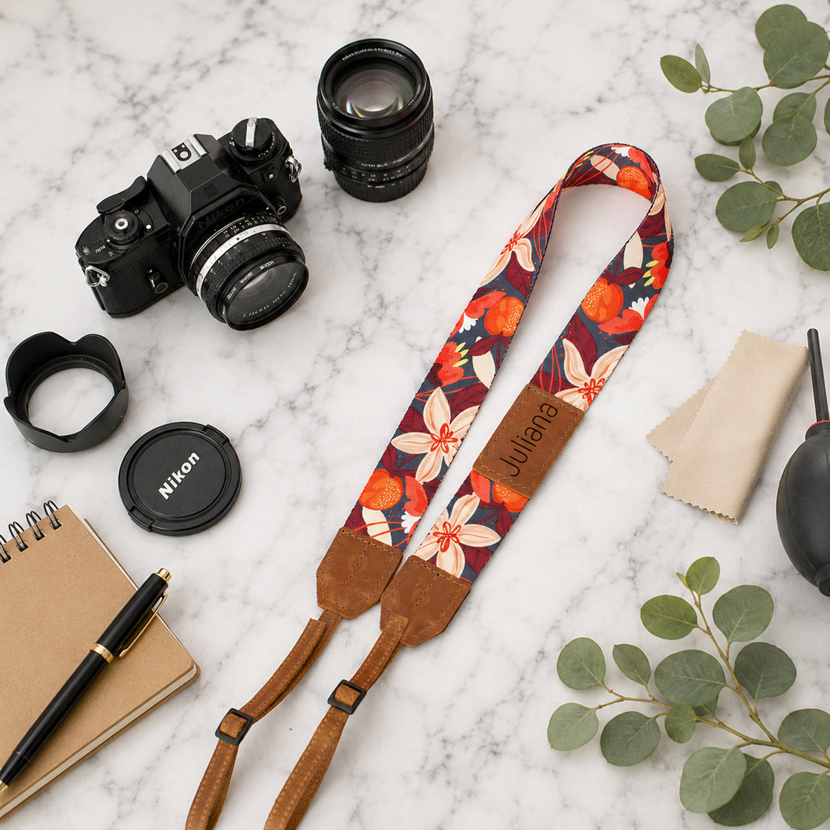 Personalized camera strap – pattern variant #7 detail