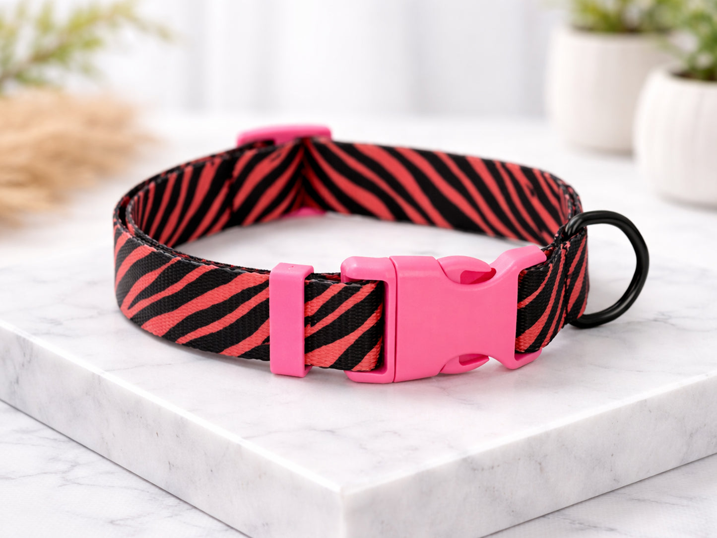Animal Print Dog Collar with Personalized ID Name Plate