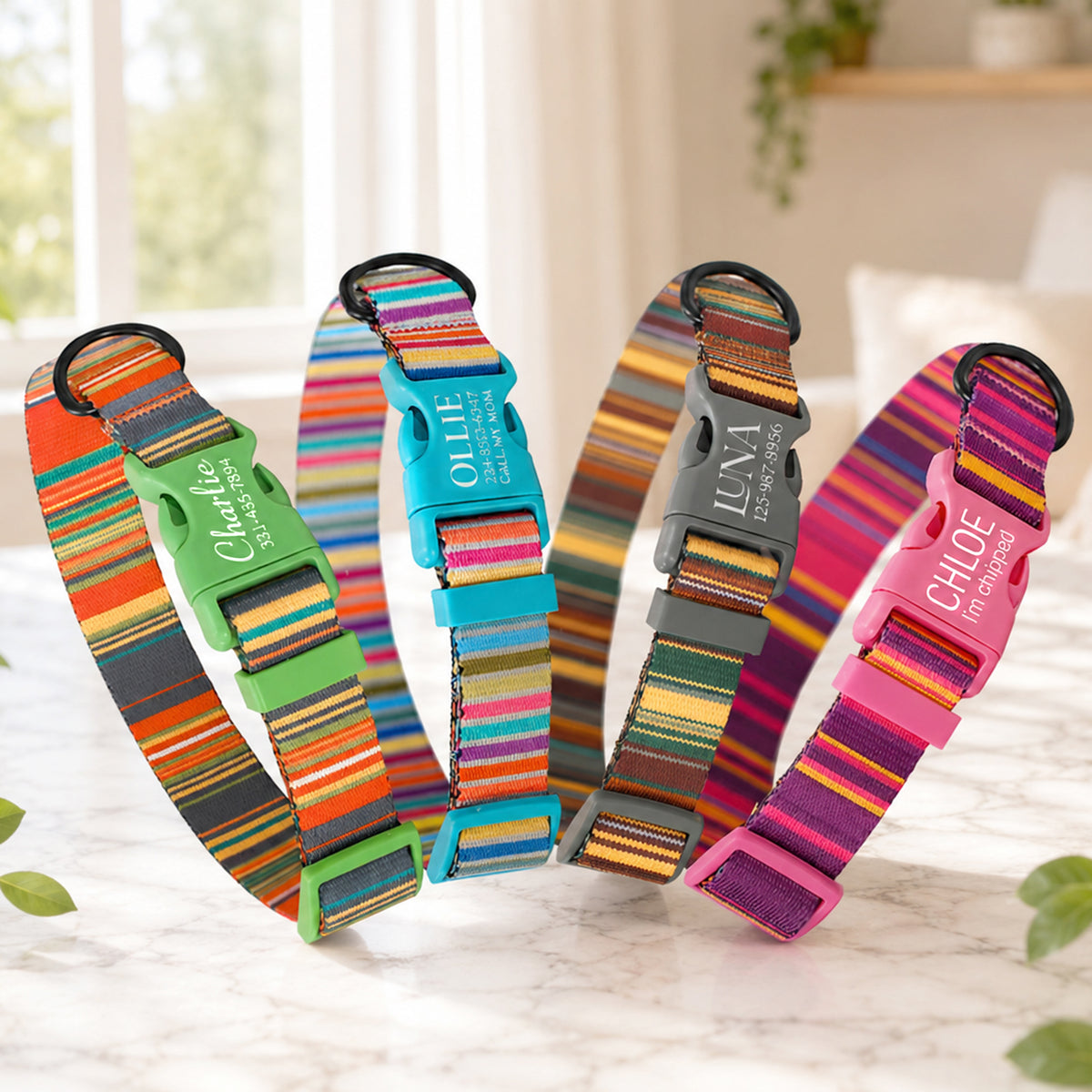 Personalized Nature's Palette dog collar – artistic print, main product photo
