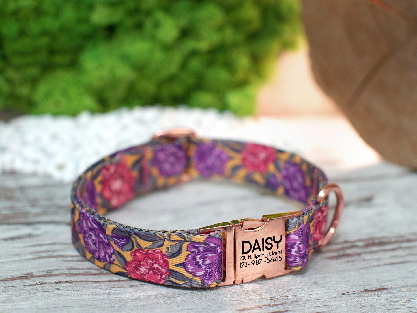 Floral Dog Collar with Metal Buckle