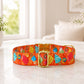 Personalized Sweet Treats dog collar – yummy pattern and engraved safety buckle detail