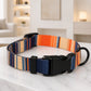 Striped personalized dog collar – texture and material close-up