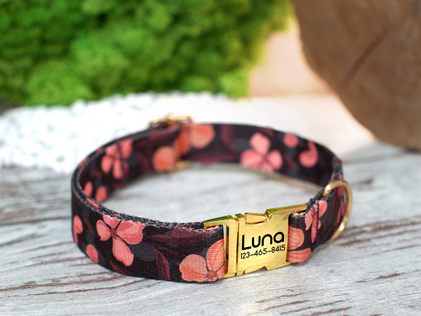 Floral Dog Collar with Metal Buckle