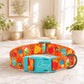 Personalized Pastry Prints dog collar with pink buckle – soft adjustable fit detail