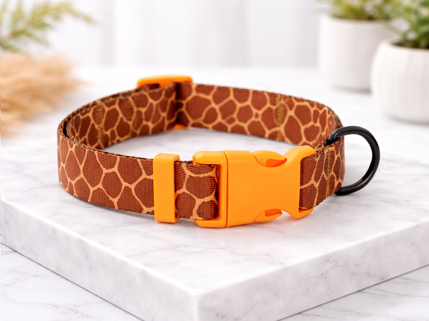 Animal Print Dog Collar with Personalized ID Name Plate