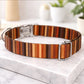 Personalized dog collar with retro stripe pattern – engraving close-up