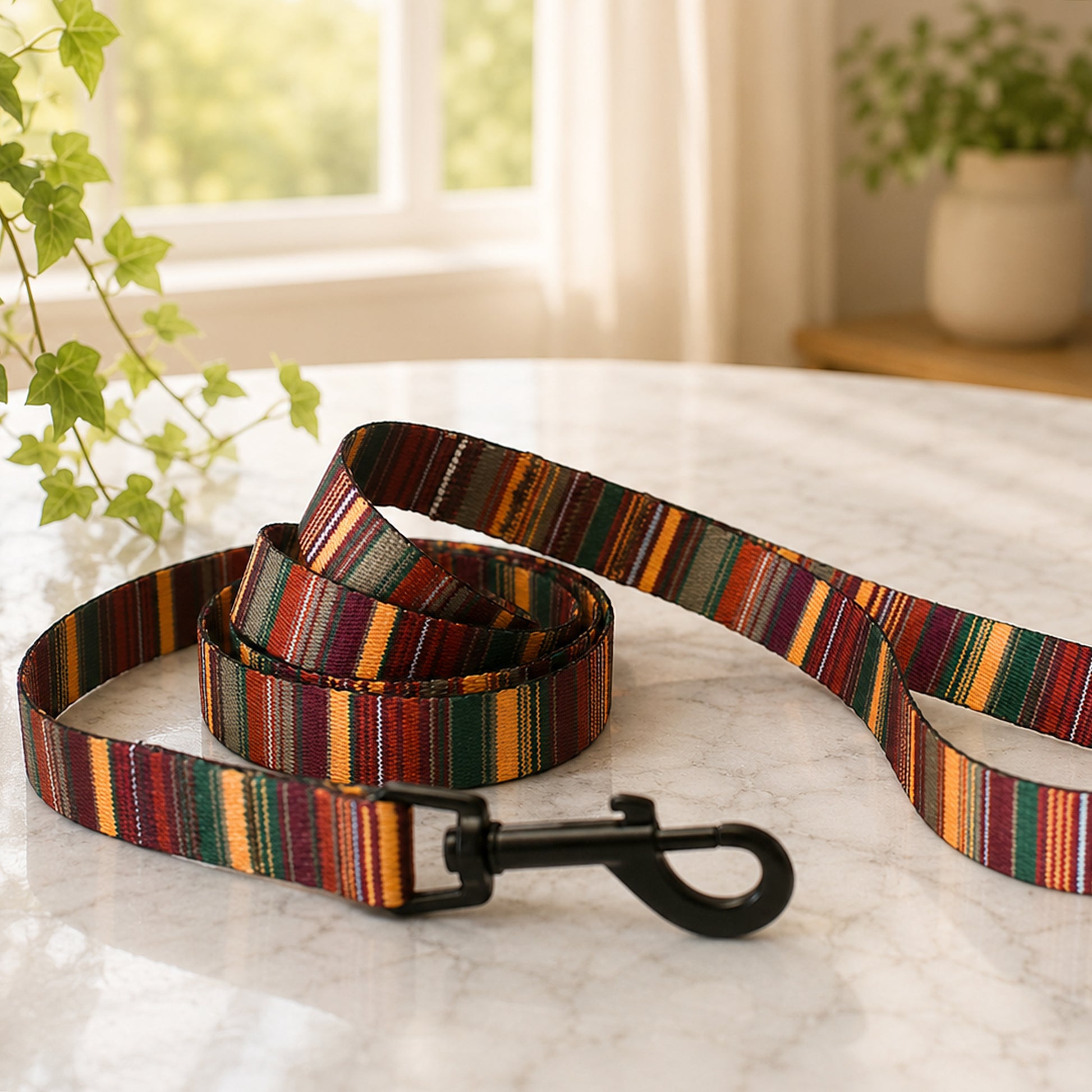 Personalized dog leash with artistic nature print – color overview