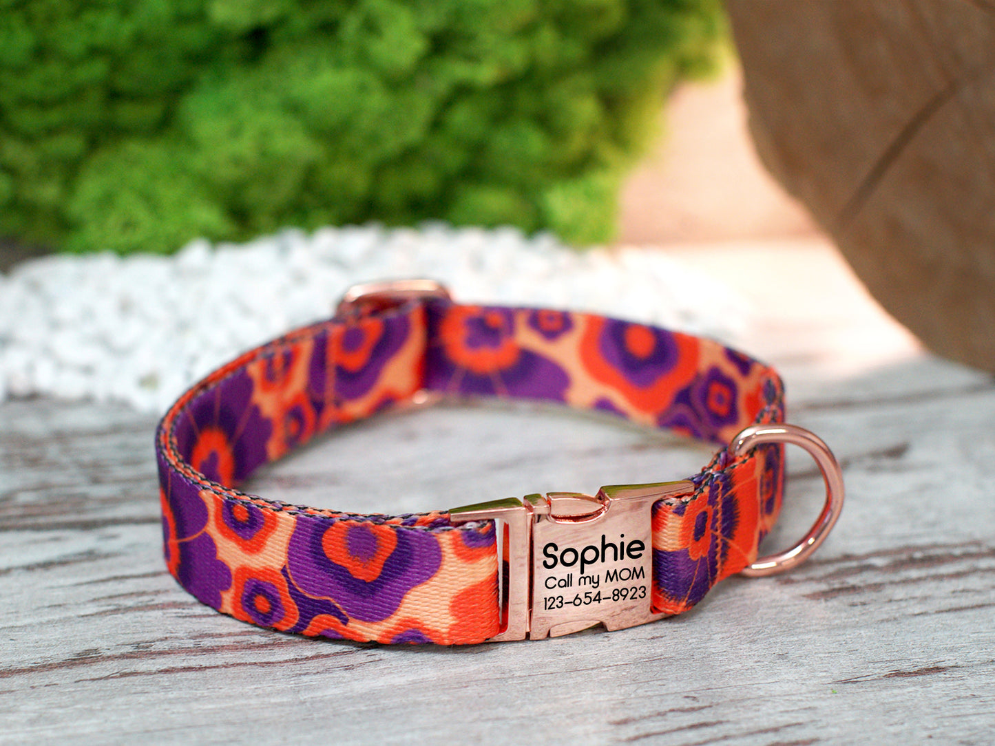 Floral Dog Collar with Metal Buckle