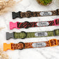Personalized dog collar with animal print – stitching and hardware detail