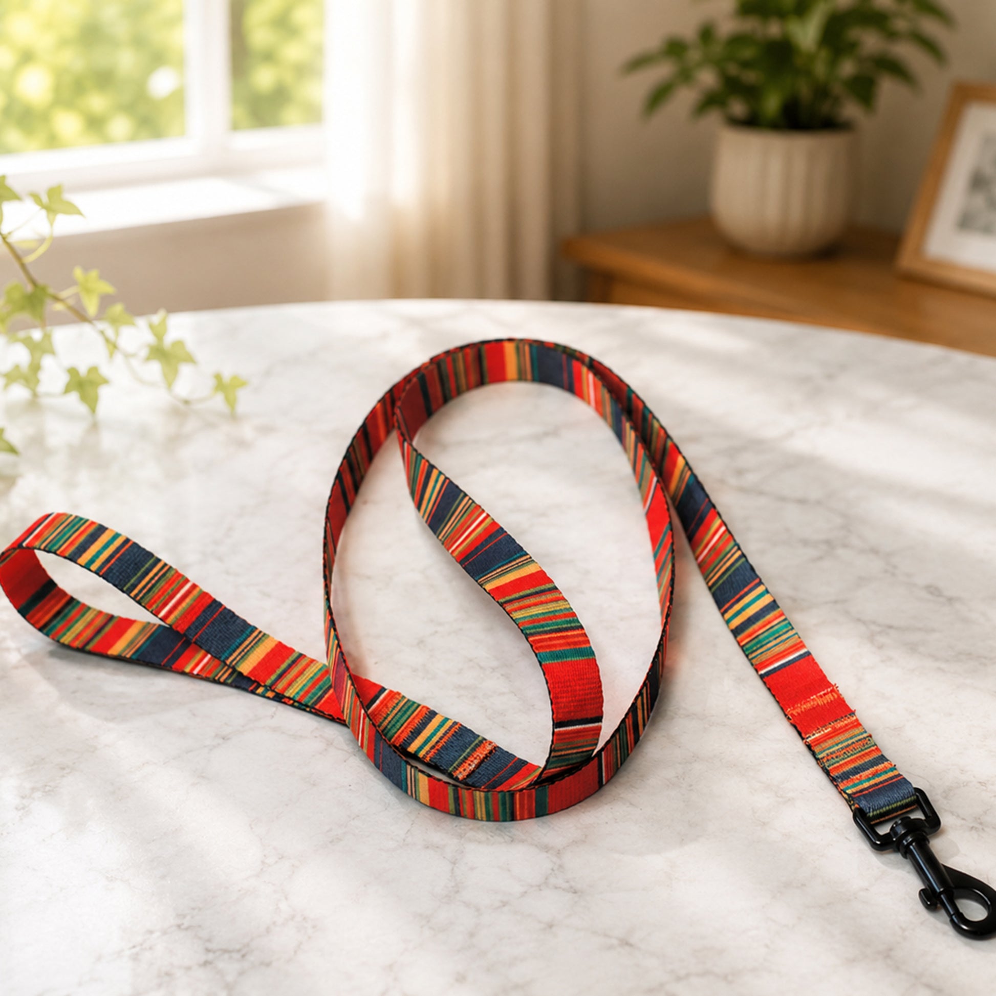 Personalized Nature's Palette dog leash – lifestyle photo with dog