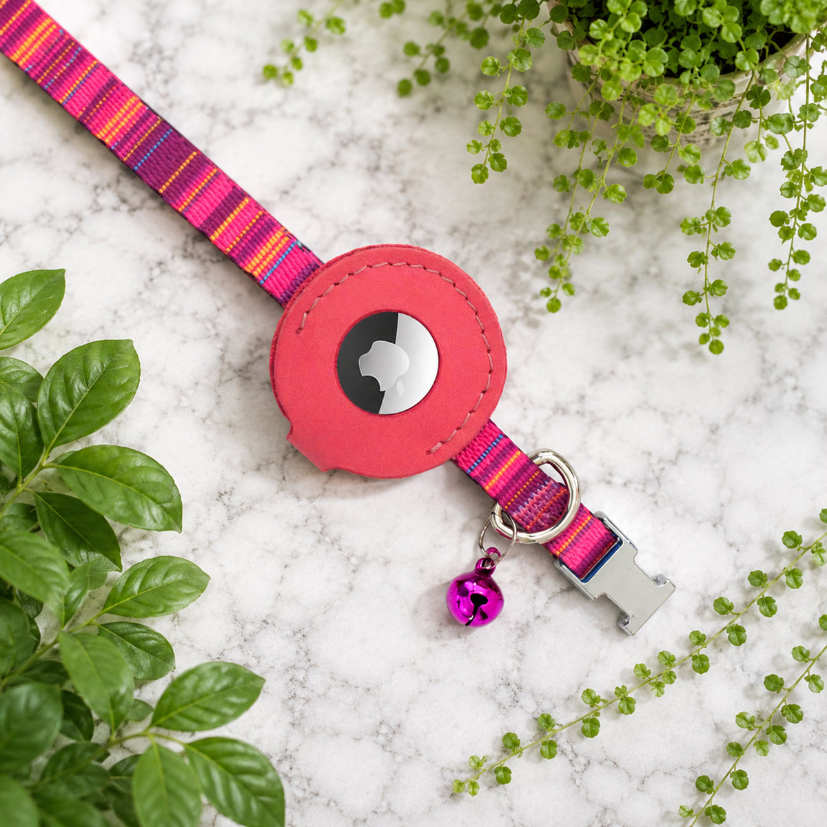 Artistic cat collar with breakaway buckle – texture and material close-up