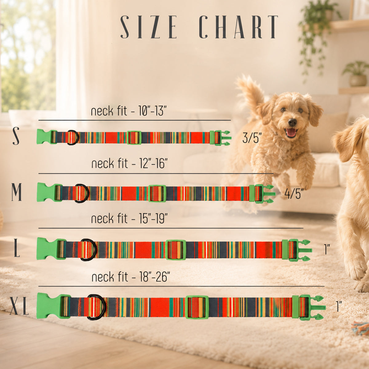 Personalized dog collar with nature print – adjustable fit detail
