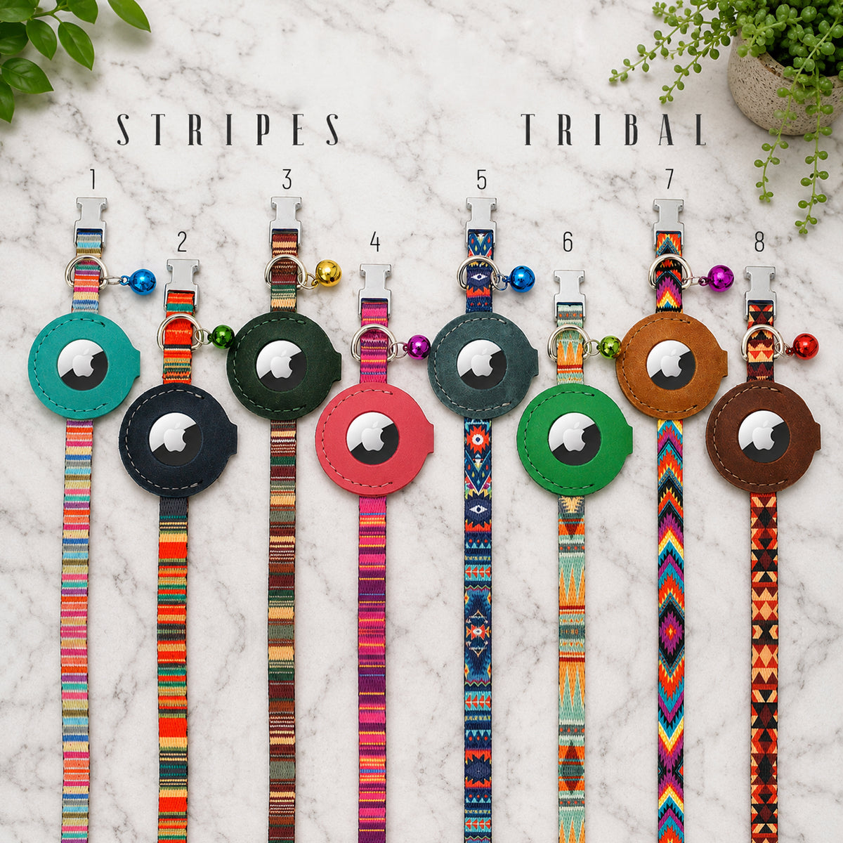 AirTag cat collar with breakaway buckle – artistic print front view