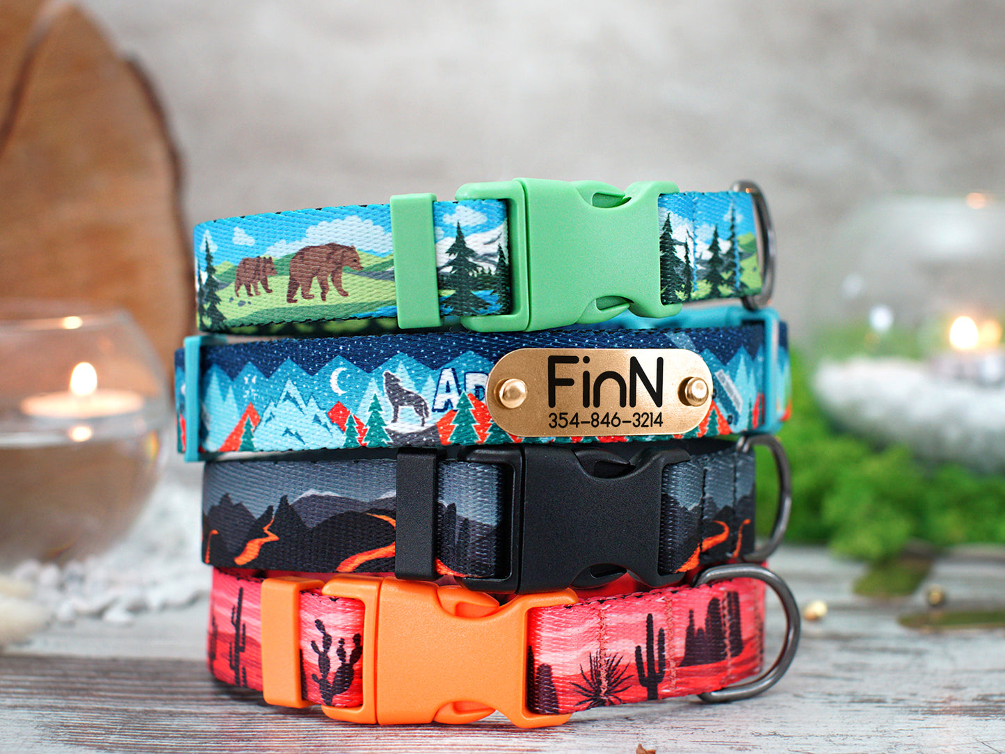 Nature Dog Collar with Plastic Buckle