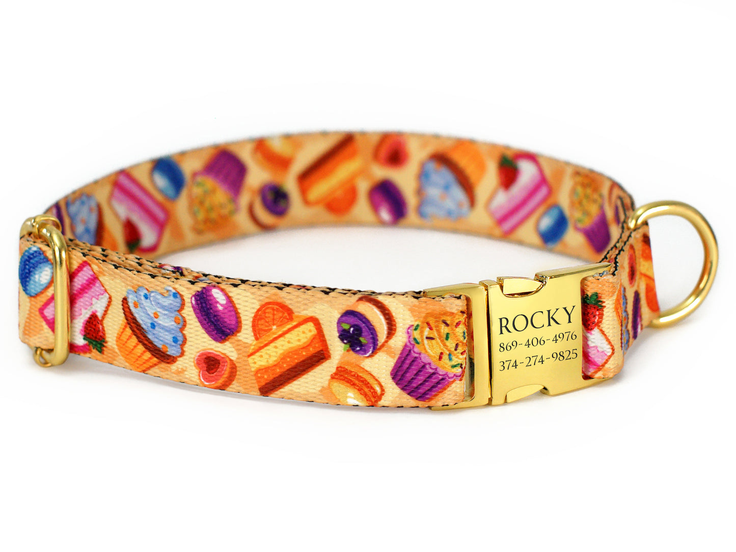 Donut Dog Collar with Gold Metal Buckle