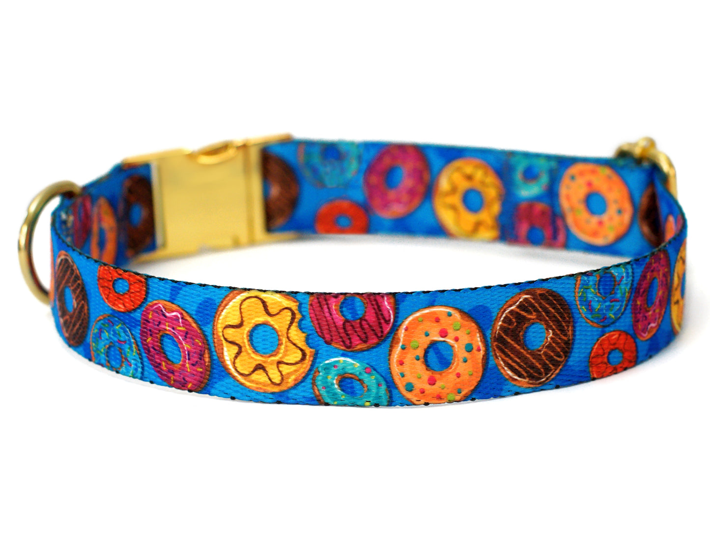 Donut Dog Collar with Gold Metal Buckle