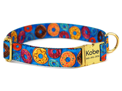 Donut Dog Collar with Gold Metal Buckle