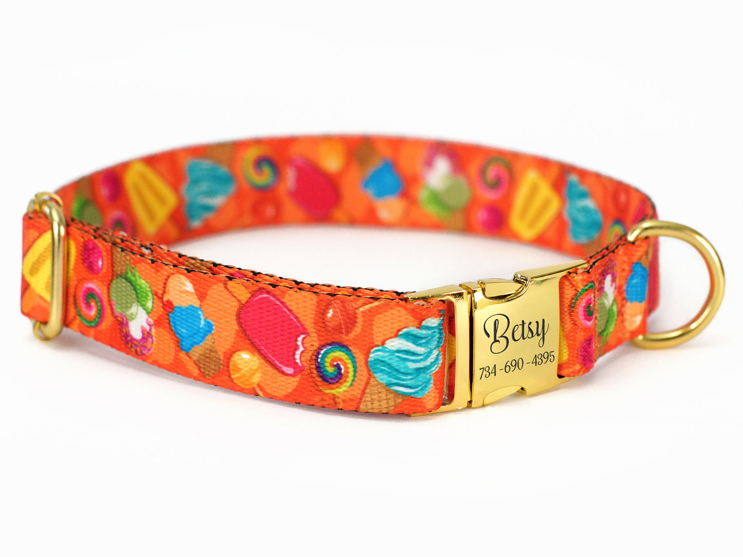 Donut Dog Collar with Gold Metal Buckle