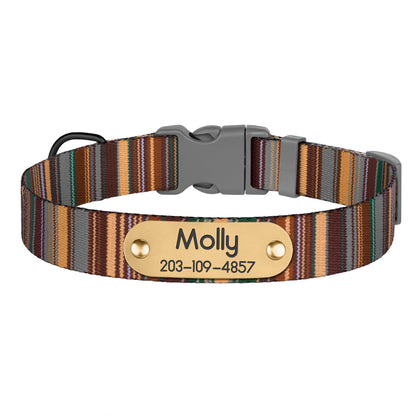 Striped Dog Collar with ID Tag